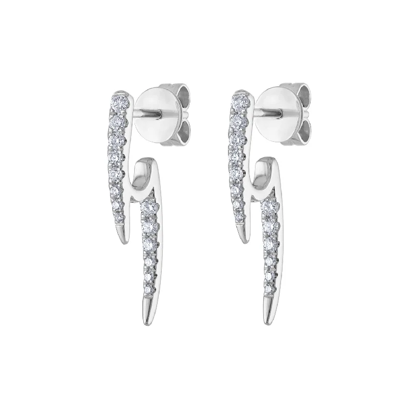 Simple stud earrings for women-14KT GOLD DIAMOND MEDIUM CURVE POINT EARRING