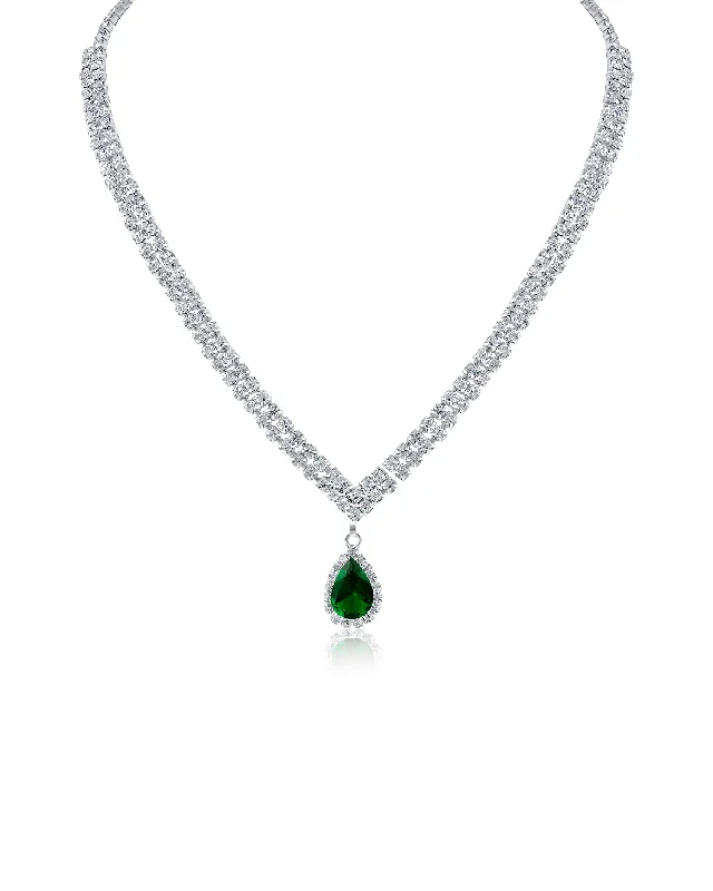 Unique necklace for women-Pear CZ Drop Necklace