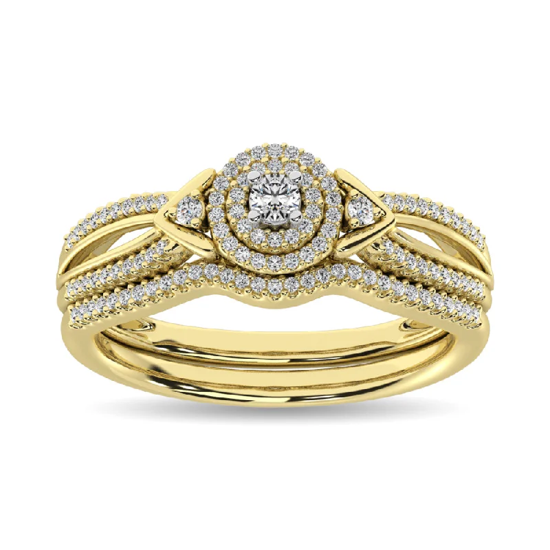 Petite engagement ring for women-Diamond Bridal Ring 1/4 ct tw in Round-cut 10K in Yellow Gold