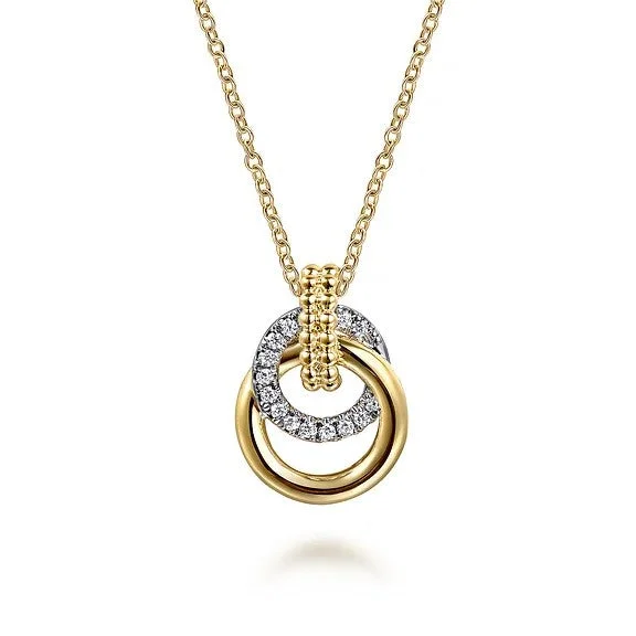 Crystal necklace for women-14K White & Yellow Gold Bujukan Diamond Pendant Necklace