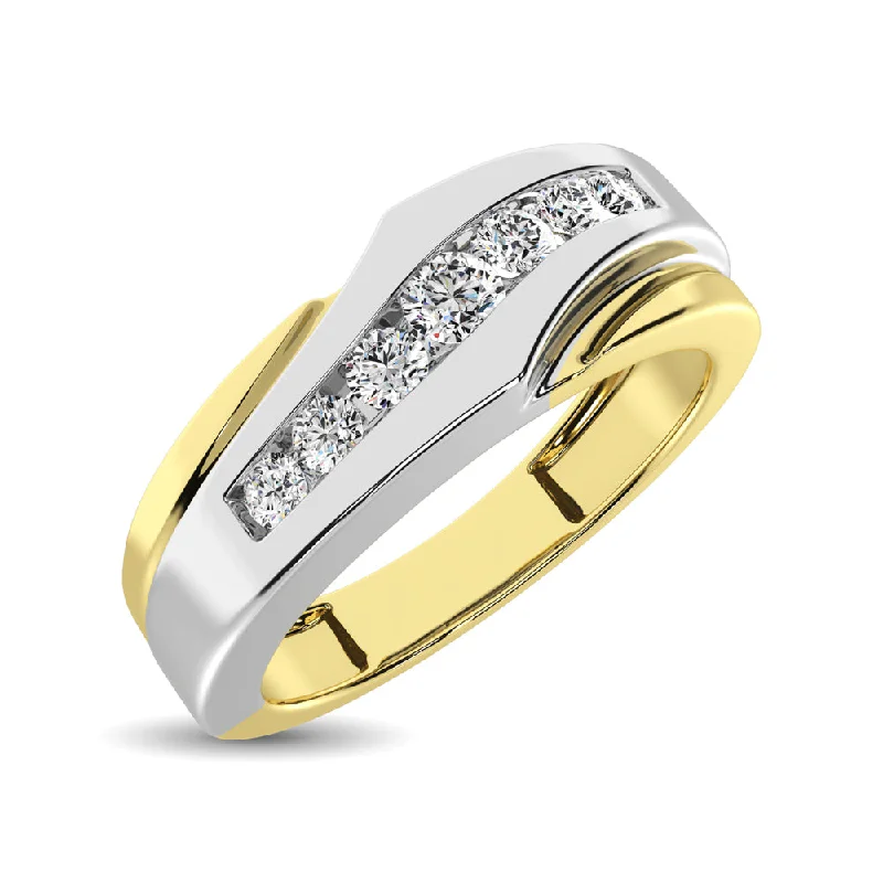 Vintage platinum engagement ring for women-10K Two Tone Gold 1/4 Ct.Tw. Diamond Mens Band