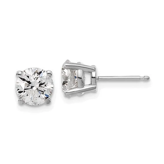 Gold vintage engagement ring for women-2.00ct Natural Diamond Studs in 14K White Gold