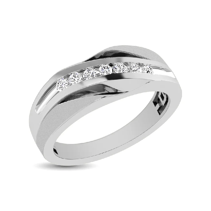 Unique engagement ring for women-10K White Gold 1/10 Ct.Tw. Diamond Seven Stone Mens Band