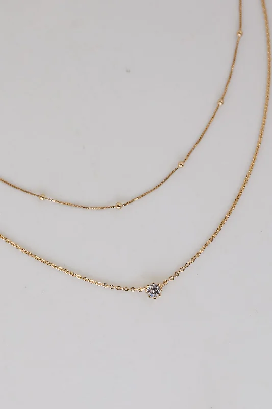 Luxury necklace for women-Dakota Gold Layered Chain Necklace