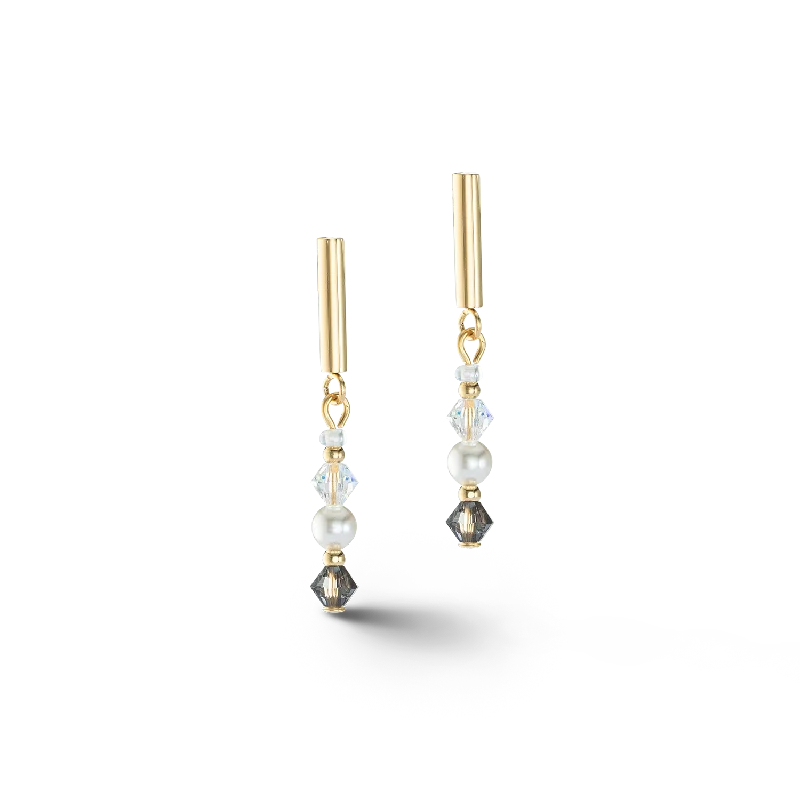 Hoop earrings with diamonds for women-Princess Pearls earringse grey-crystal