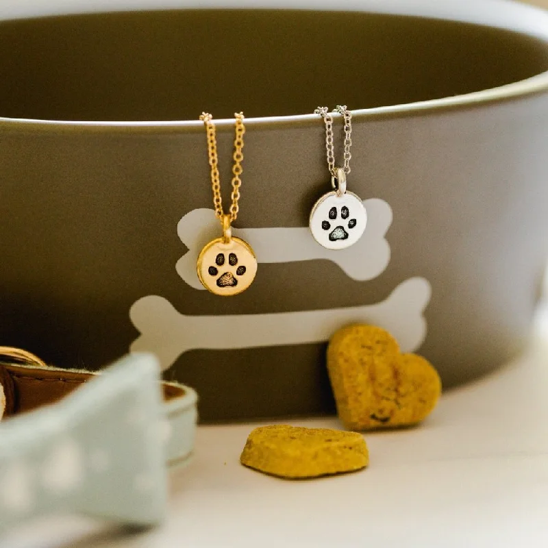 Chic necklace for women-Paw Print Charm Necklace