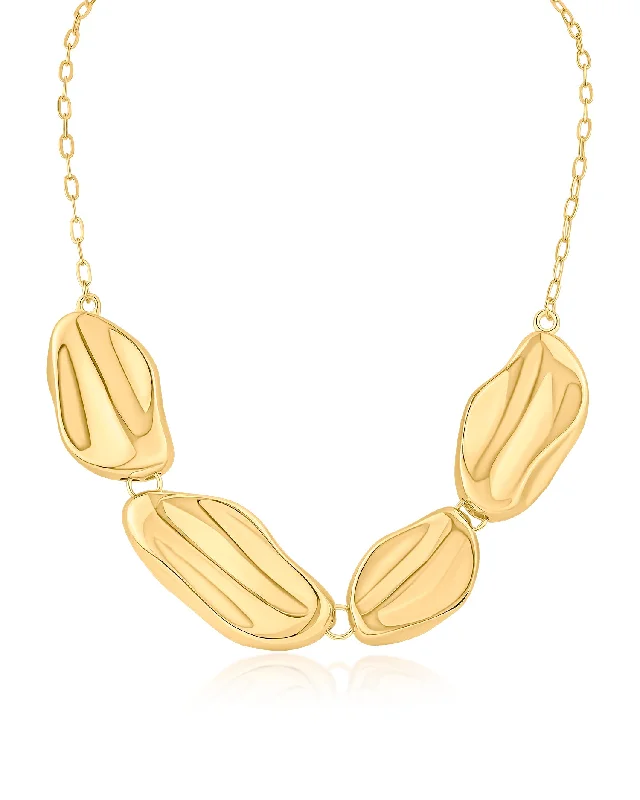 Elegant necklace for women-Gold Plated Wave Necklace