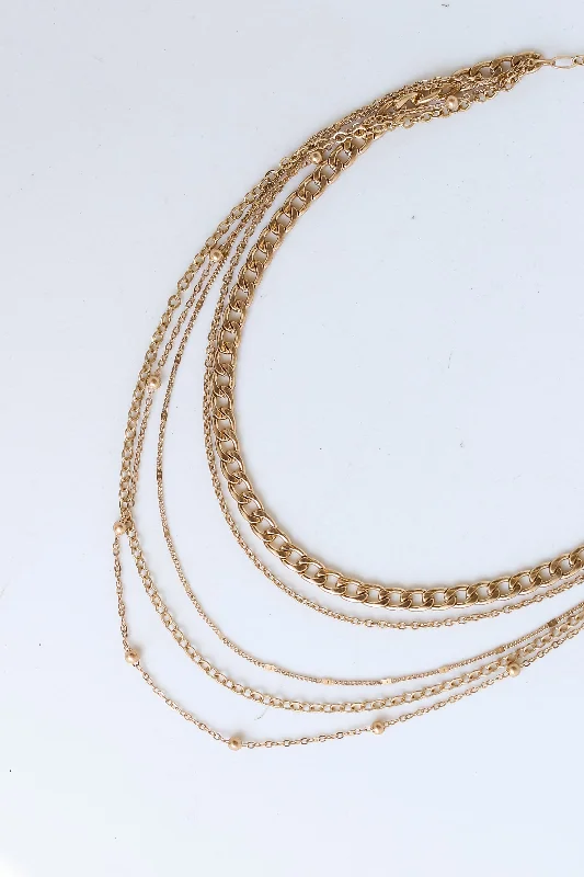 Simple pendant necklace for women-FINAL SALE - Ashley Gold Chain Layered Necklace