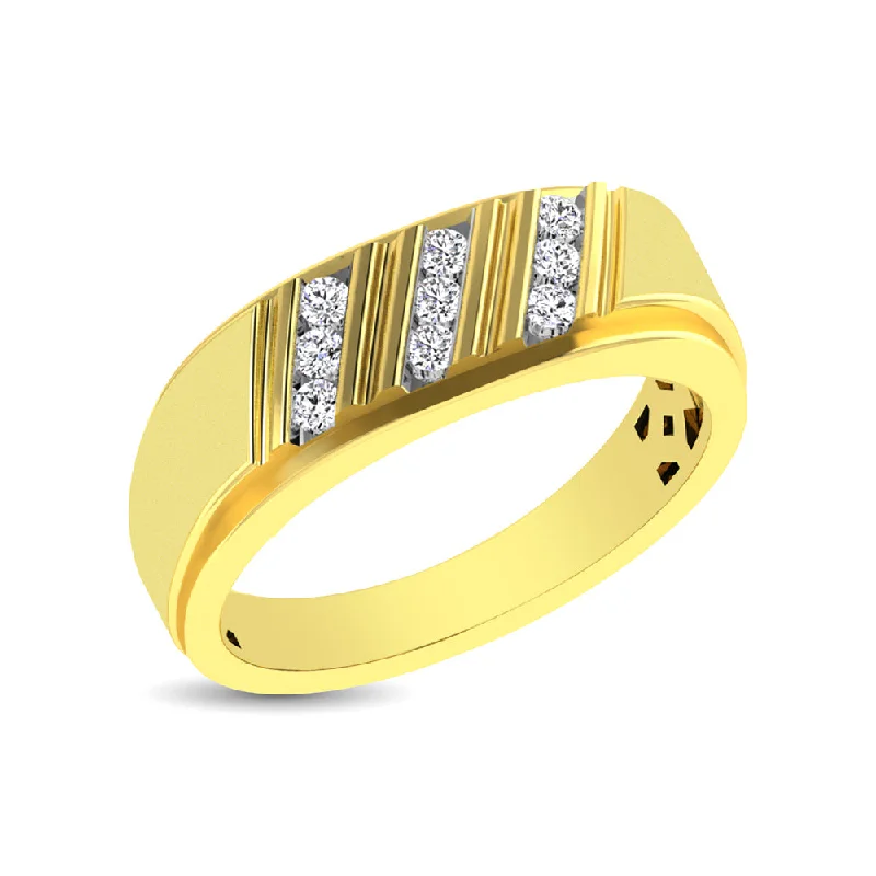 Halo engagement ring with diamonds for women-Diamond Mens fashion Ring 1/2 ct tw in 10K Yellow Gold