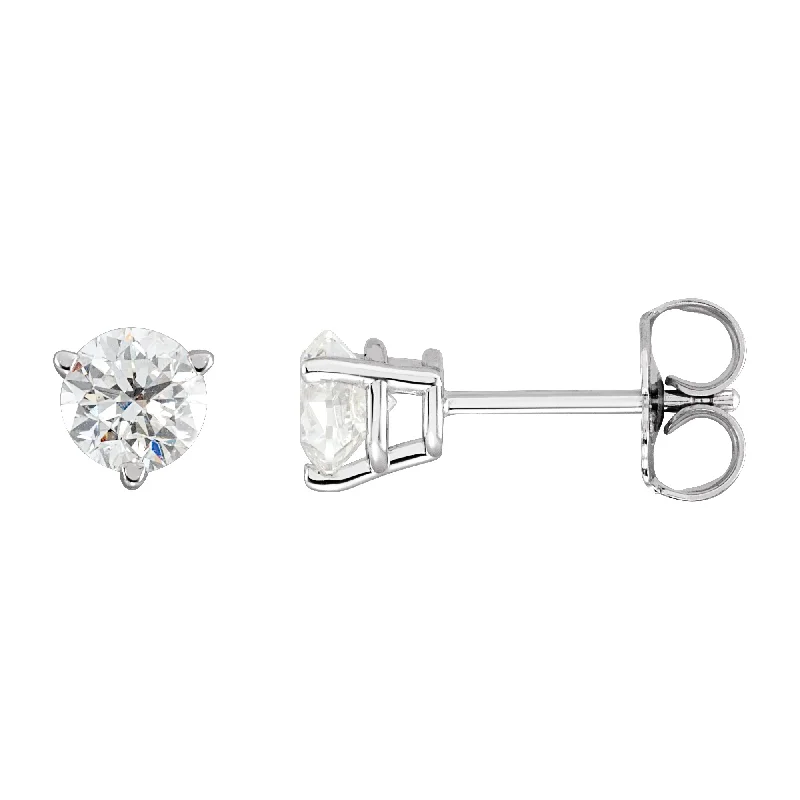 Vintage-style engagement ring for women-14K White Gold 3-Prong Solitaire Basket Studs with Lab Grown Diamond