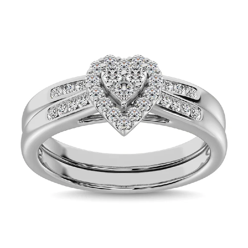 Split shank engagement ring for women-10K White Gold 1/2 Ct.Tw. Diamond Bridal Ring