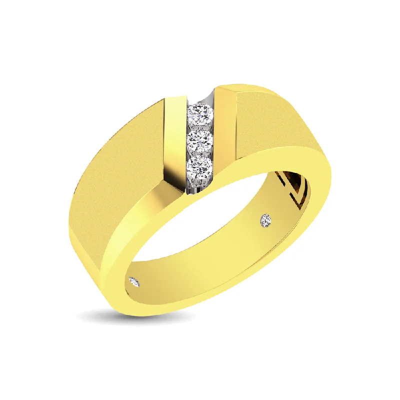 Custom-cut engagement ring for women-10K Yellow Gold 1/4 Ct.Tw. Diamond Three Stone Mens Band