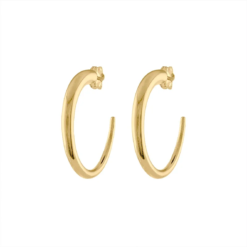 Designer diamond earrings for women-14KT GOLD SMALL TAPERED HOOP POST EARRING