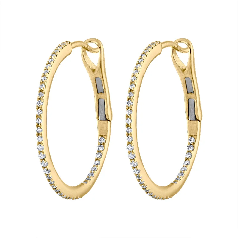 Hoop earrings for women-14KT GOLD DIAMOND HOOP EARRING