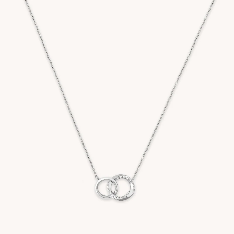 Silver gemstone necklace for women-Orbit Crystal Chain Necklace in Silver