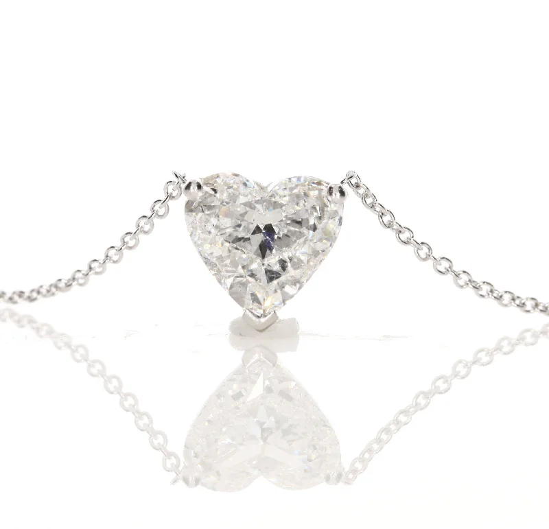 Long chain necklace for women-2.06 ct Heart Shaped Diamond Pendant Necklace