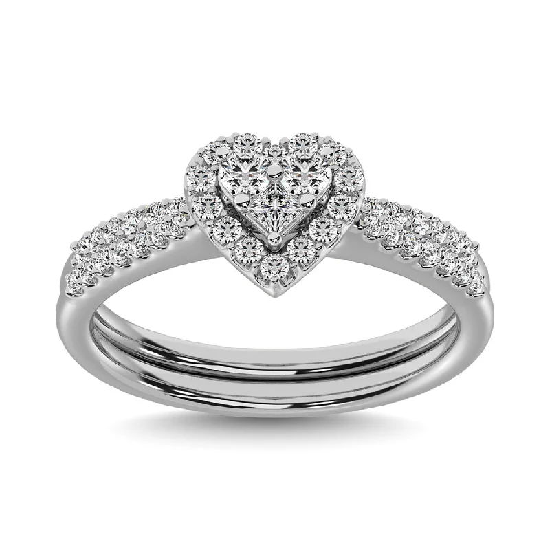 Stackable engagement ring for women-10K White Gold 2/5 Ct.Tw. Diamond Bridal Ring