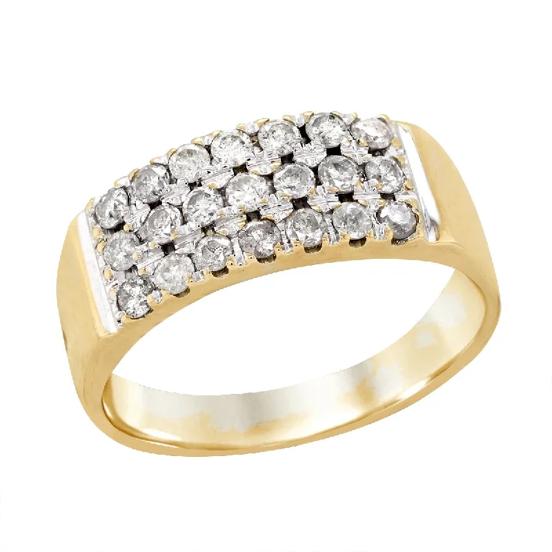 Unique engagement rings for women-VINTAGE STYLE YELLOW GOLD DIAMOND ANNIVERSARY RING, 1.00 CT TW