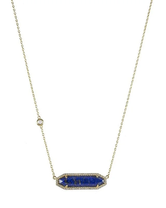 Luxury necklace for women-Lapis Bar Necklace