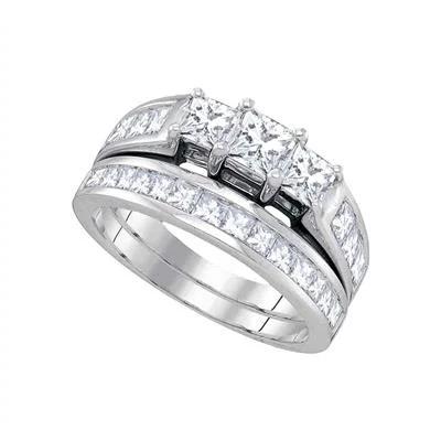 Stackable engagement ring for women-DIAMOND BRIDAL SET 1 1/3CT-DIA 3/8-CPR 2*1/5SPR