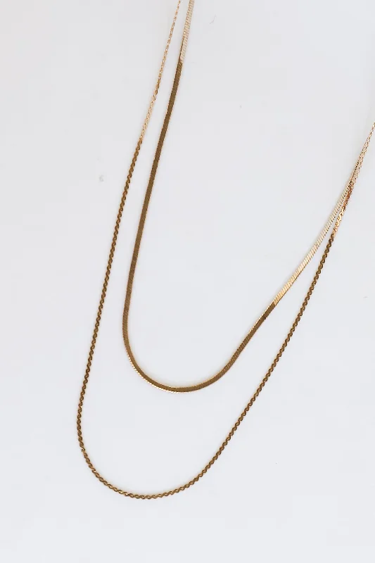 Silver heart necklace for women-FINAL SALE - Mariah Gold Layered Chain Necklace