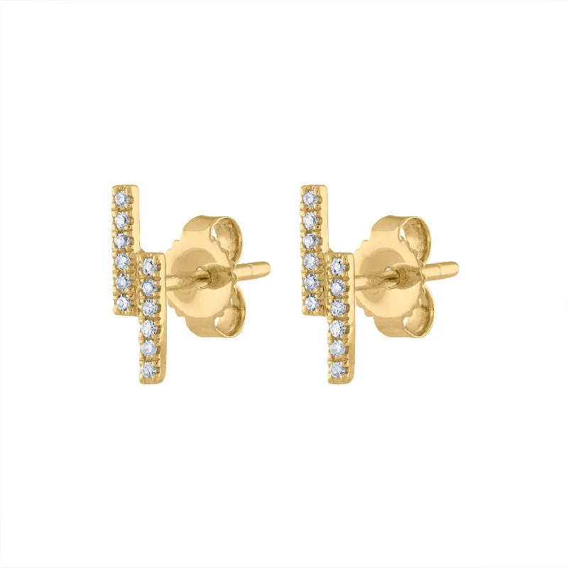 Butterfly earrings for women-14KT GOLD DIAMOND TWO LINE EARRING