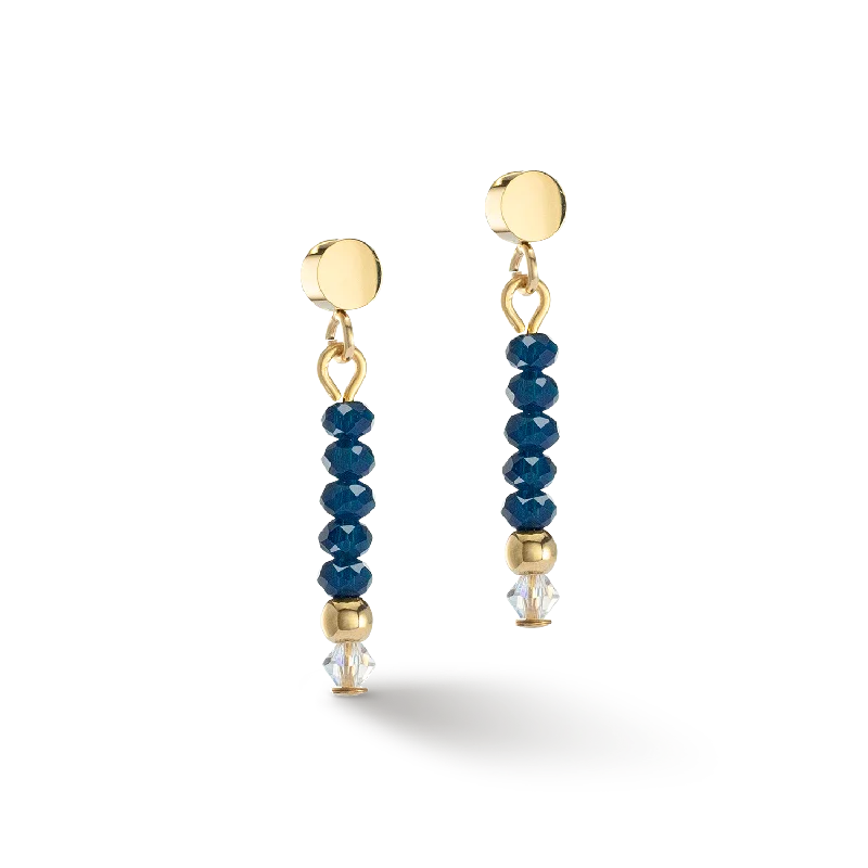 Round diamond earrings for women-Earrings Little Twinkle gold-dark blue