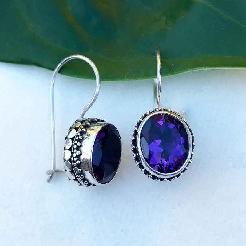 Wedding stud earrings for women-Permata Earrings, Amethyst - Sterling Silver, Indonesia