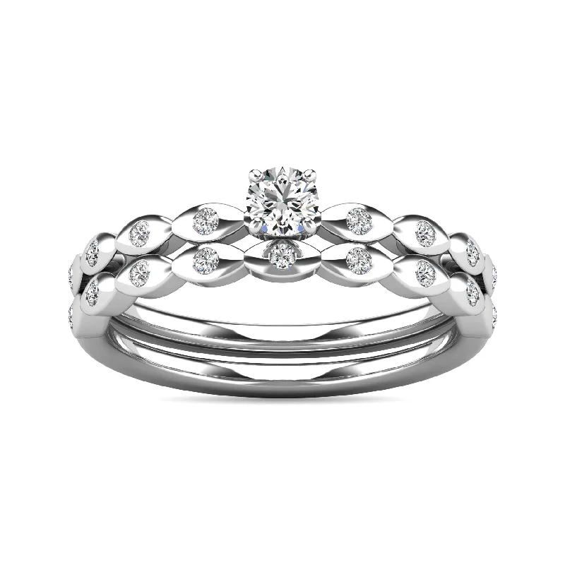 Custom platinum engagement ring for women-Diamond 1/3 ct tw Bridal Ring in 10K White Gold