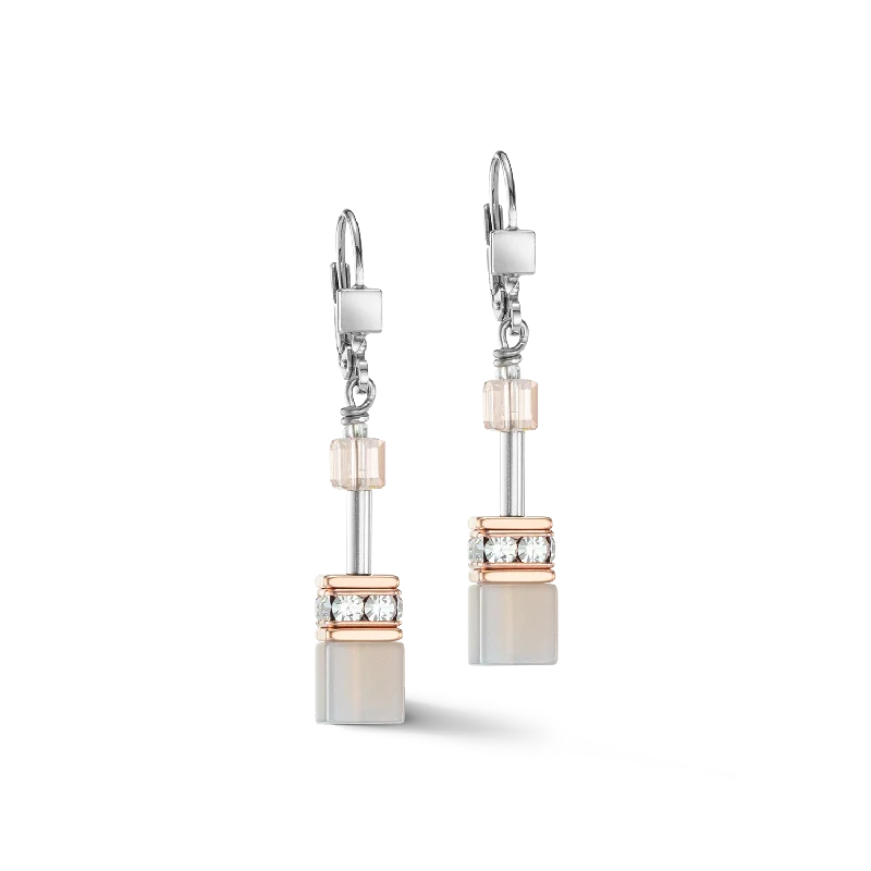 Custom earrings for women-GeoCUBE® Iconic Precious earrings rose gold-peach