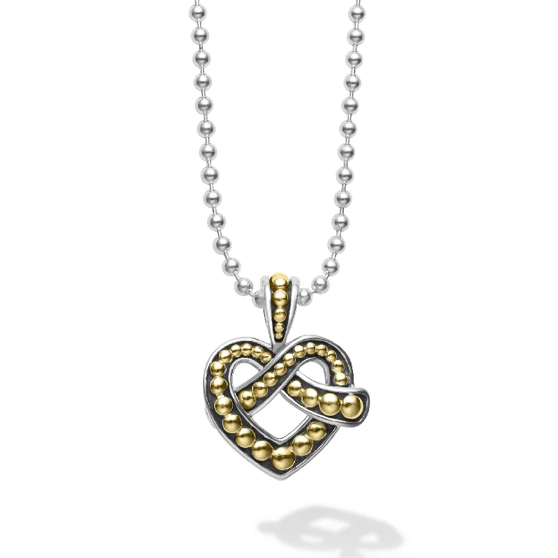 Circle necklace for women-Beloved Two-Tone Heart Pendant Necklace