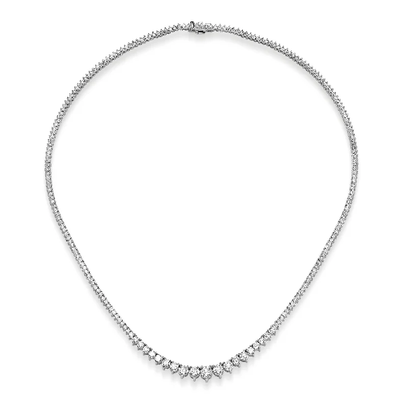 Bold statement necklace for women-7.50 ct Round Brilliant Cut Lab Grown Diamond Graduated Tennis Necklace in 14k White Gold