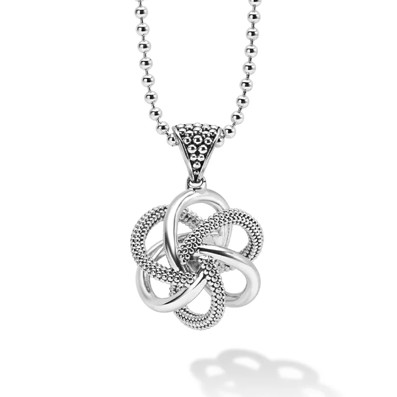 Elegant heart necklace for women-Love Knot Large Sterling Silver Pendant Necklace