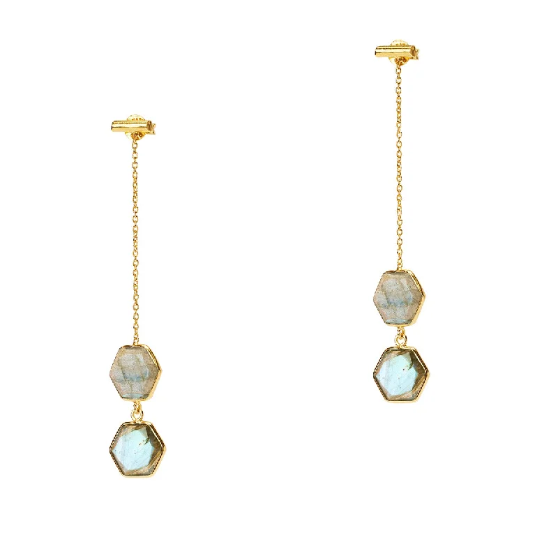 Rose gold earrings for women-Oracle Labradorite Earrings