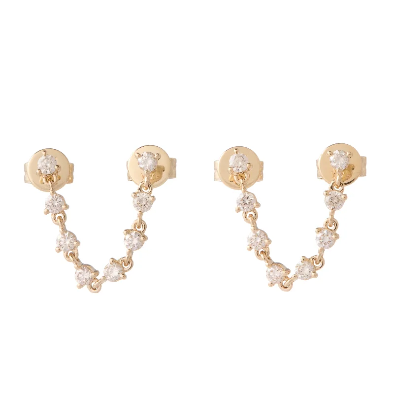 Dangling gemstone earrings for women-Floating Bezel Double Stud Earrings