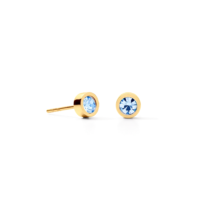 Beautiful earrings for women-Earrings Sparkling Dot gold light blue