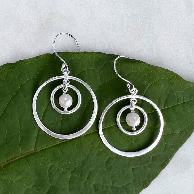 Heart-shaped earrings for women-In Orbit Earrings - Sterling Silver, Indonesia