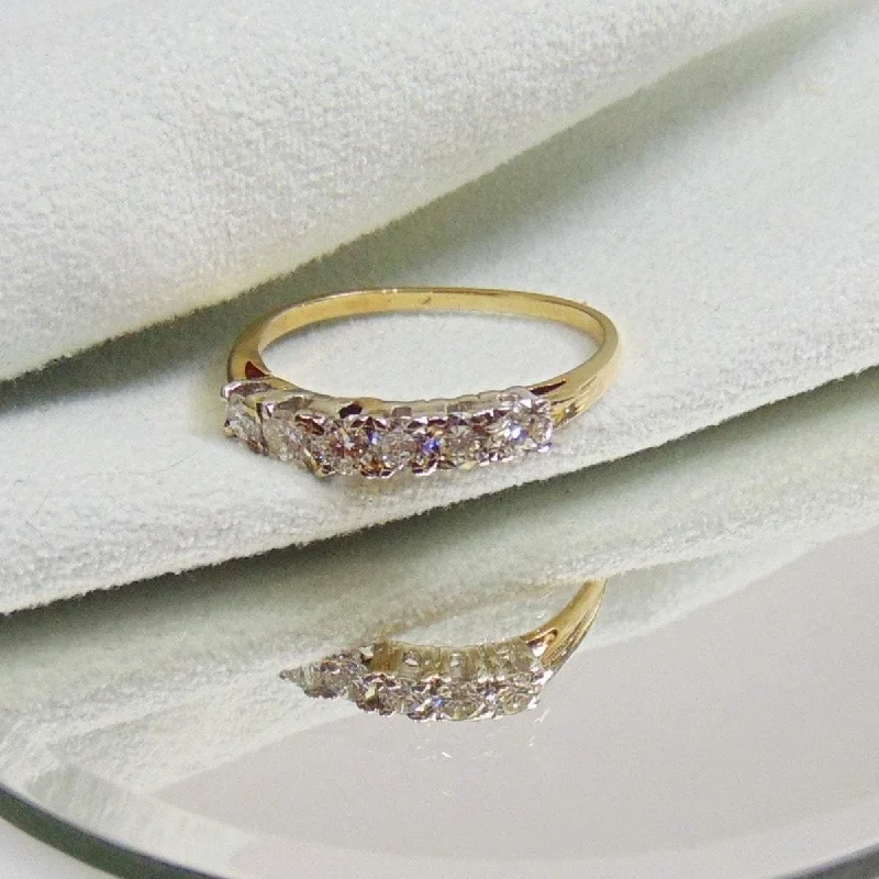 Eternity band engagement ring for women-14 Karat Yellow Gold Six Diamond Band .75pts