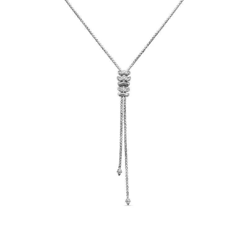 Chain necklace for women-Zig Zag Stax™ Y Necklace in Sterling Silver with Diamonds