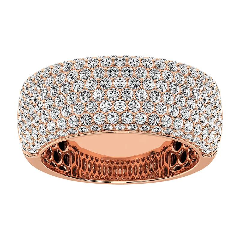 Classic engagement ring for women-14K Rose Gold 2 1/2 Ct.Tw. Diamond Pave Set Mens Band