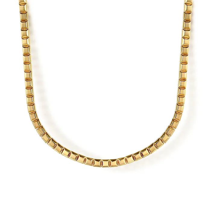 Birthstone necklace for women-14K Yellow Plain Gold Tennis Necklace