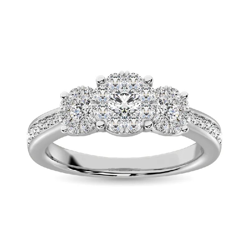 Diamond halo engagement ring for women-14K White Gold 2 Ct.Tw.Diamond Fashion Ring