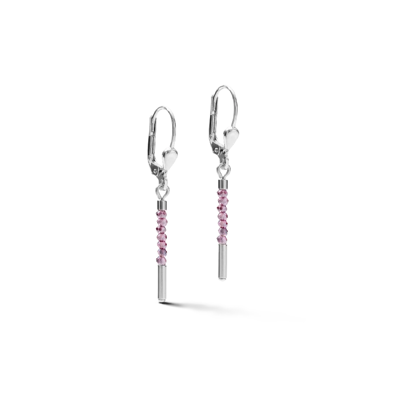 Fancy earrings for women-Earrings Waterfall small stainless steel & glass lilac