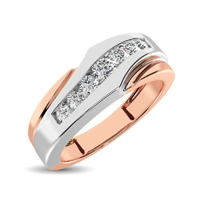 Unique princess cut engagement ring for women-10K Two Tone Gold 1/4 Ct.Tw. Diamond Mens Band