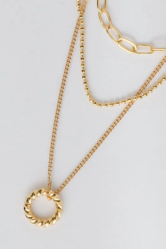 Gold pendant necklace for women-Maddy Gold Layered Chain Necklace