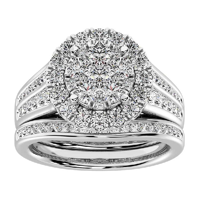 Platinum engagement ring for women-10K White Gold 2 Ct.Tw. Round Diamond Bridal Ring