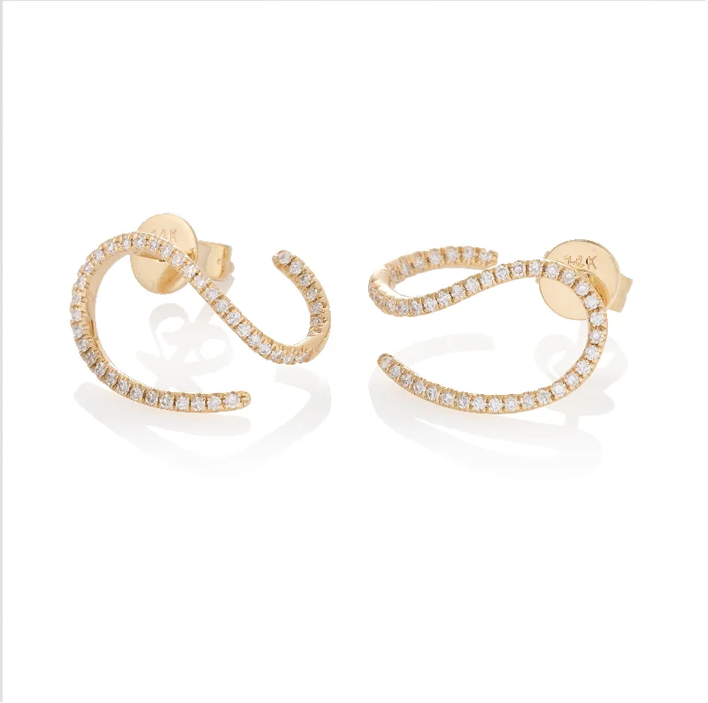 Round gold earrings for women-Petite Diamond Swirl Studs