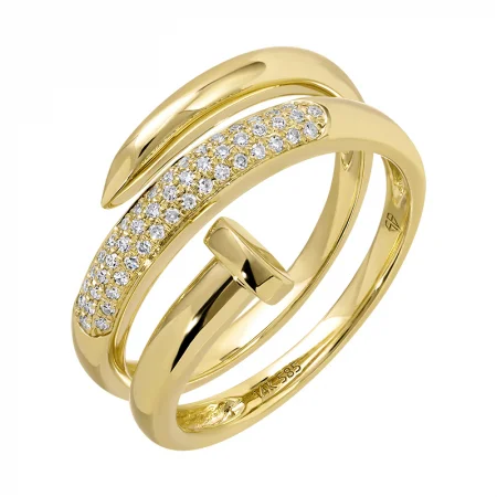 Antique-inspired engagement ring for women-14k Yellow Diamond Geometric Wrap Ring