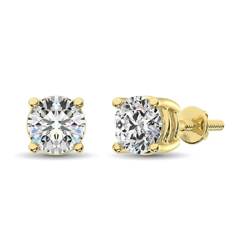 Luxe engagement ring for women-14K Yellow Gold 4-Prong Solitaire Basket Studs with Lab Grown Diamond