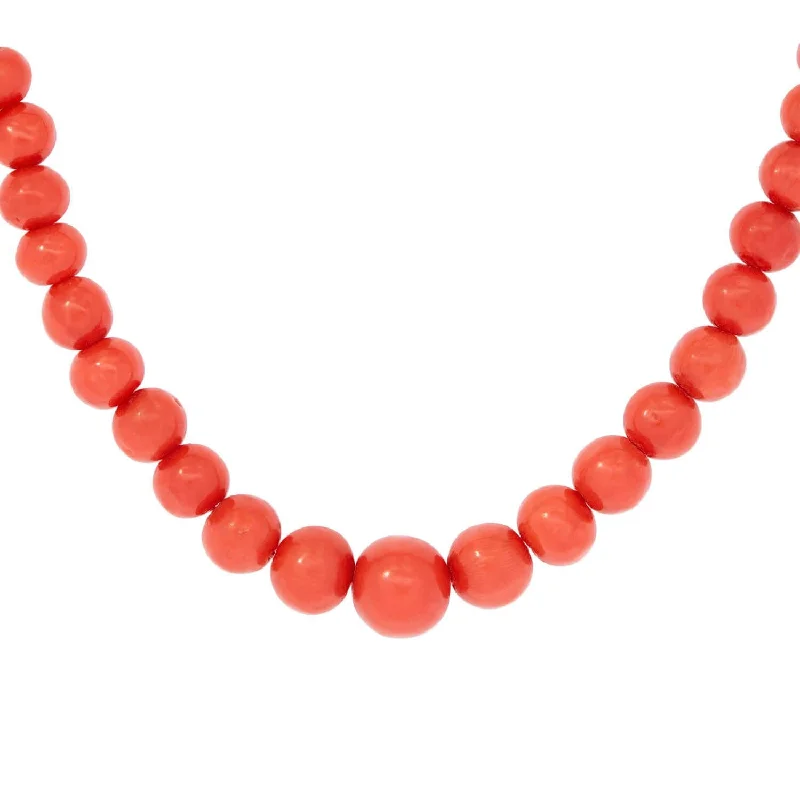 Diamond necklace for women-Victorian 10k Graduated Coral Bead Necklace